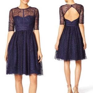 ML Monique LHuillier Navy Lace Dress